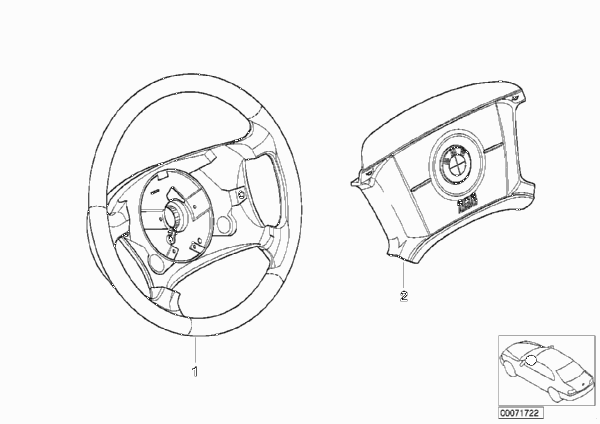 Рулевое колесо кожа Bicolor для BMW E46 316i 1.6 M43 (схема запчастей)