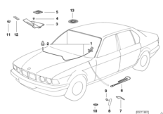 Аварийный выход через лобовое стекло для BMW E38 750iL M73N (схема запасных частей)