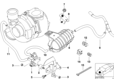 Вакуумная сист.управл.турбонагнетателем для BMW E53 X5 3.0d M57N (схема запасных частей)