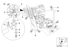 Патрубки радиатора/датчик температуры для BMW R13 F 650 GS Dakar 00 (0173,0183) 0 (схема запасных частей)