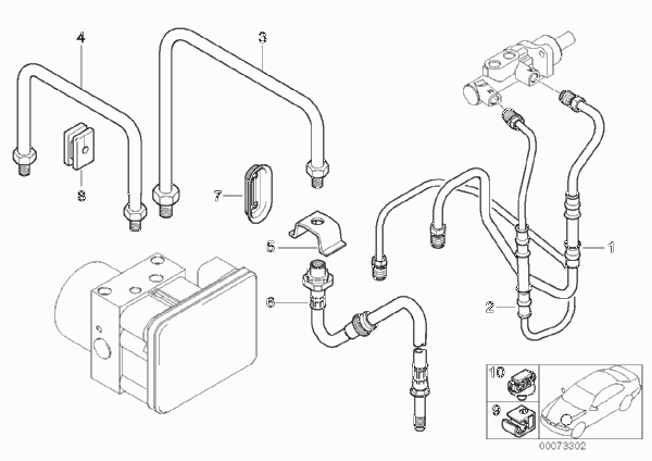 Трубопровод тормозного привода Пд с DSC для BMW Z3 Z3 3.0i M54 (схема запчастей)