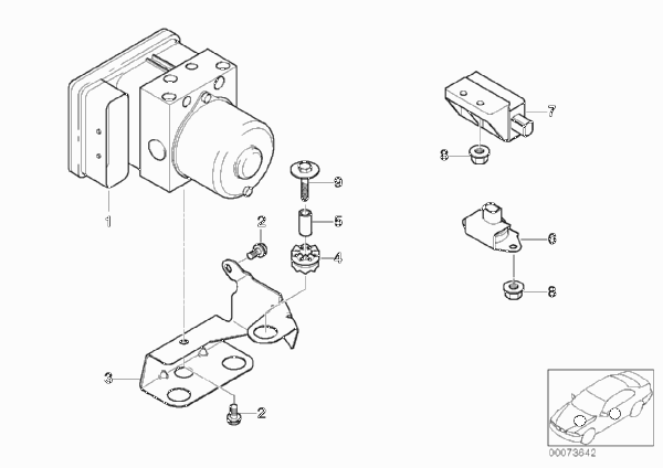 Гидроагрегат DSC/крепление/датчики для BMW Z3 Z3 3.0i M54 (схема запчастей)