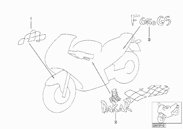 Наклейка AuraweiЯ для MOTO R13 F 650 GS Dakar 00 (0173,0183) 0 (схема запчастей)