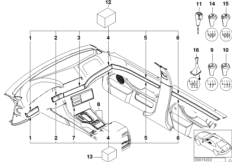 Индивид.исполнение из ценн.пород дерева для BMW E39 530i M54 (схема запасных частей)