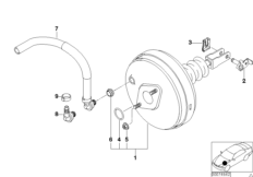Вакуумный усилитель тормозов для BMW Z3 Z3 3.0i M54 (схема запасных частей)