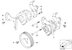 Насос гидроусилителя рулевого управления для BMW E53 X5 3.0i M54 (схема запасных частей)