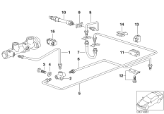 Тормозной трубопровод Зд без ABS для BMW E34 525tds M51 (схема запасных частей)