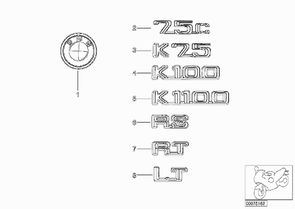 Эмблема для BMW K589 K 100 88 (0521) 0 (схема запчастей)