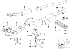 Катализатор/передний доп.глушитель для BMW E39 525d M57 (схема запасных частей)