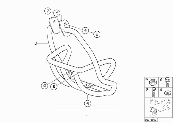 дуга защиты двигателя для BMW R13 F 650 GS Dakar 00 (0173,0183) 0 (схема запчастей)