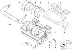 Детали корпуса отопителя Behr для BMW Z3 Z3 2.2i M54 (схема запасных частей)
