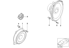 Детали динамика Harman Kardon для BMW R53 Coop.S JCW GP W11 (схема запасных частей)