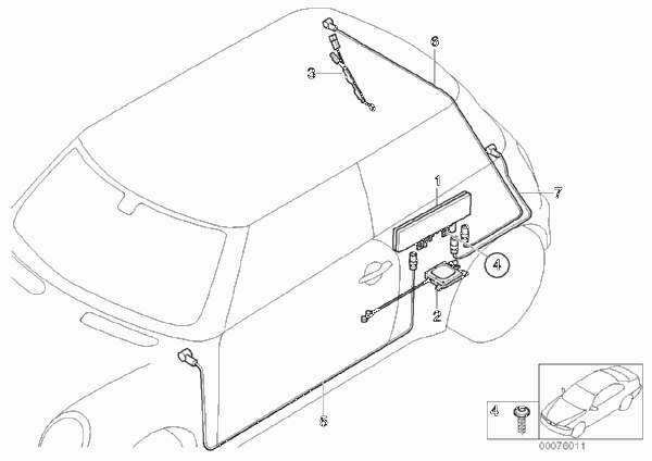 Детали разнесенной антенны для BMW R50 One 1.6i W10 (схема запчастей)