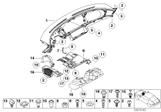 Облицовка панели приборов I для BMW E52 Z8 S62 (схема запасных частей)