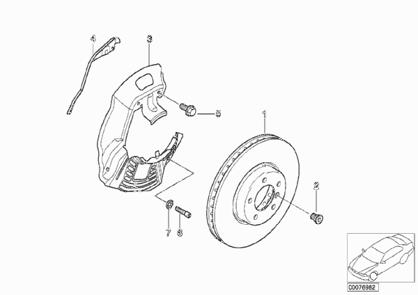 Диск тормозного механизма перед.колеса для BMW E39 530i M54 (схема запчастей)