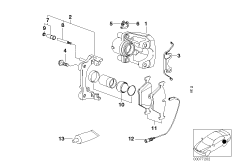 Датчик износа торм.накладки колеса Зд для BMW E39 530i M54 (схема запасных частей)