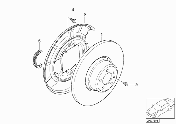 Тормозной диск торм.механ.заднего колеса для BMW E39 520i M54 (схема запчастей)