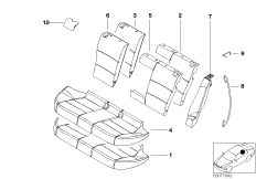 Набивка и обивка задн.сид.,люк в спинке для BMW E46 320Cd M47N (схема запасных частей)