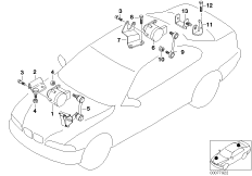 Датчик регулировки угла наклона фар для BMW E46 M3 S54 (схема запасных частей)