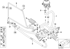 Маслопроводы гидроусилителя рул.управл. для BMW Z3 Z3 3.0i M54 (схема запасных частей)