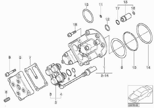Головка блока цилиндров-Vanos для BMW E39 M5 S62 (схема запчастей)