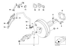 Вакуумный усилитель тормозов для BMW E39 520i M54 (схема запасных частей)