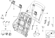 Сиденье Пд-каркас спинки/задняя панель для BMW E46 M3 S54 (схема запасных частей)