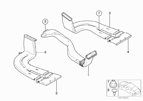 Вентиляционный канал для BMW E53 X5 4.4i N62 (схема запчастей)