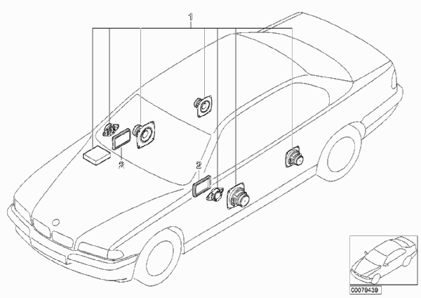 Аудиосистема  Sound Modul для BMW E38 L7 M73 (схема запчастей)