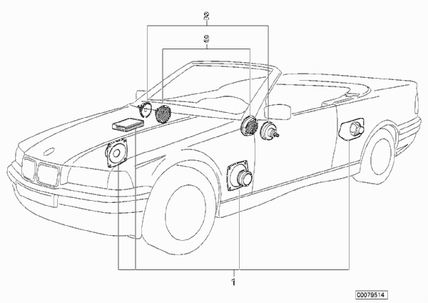 Аудиосистема  Sound Modul для BMW E36 320i M50 (схема запчастей)