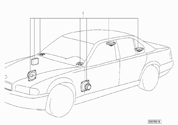 Аудиосистема  Sound Modul для BMW E34 525i M20 (схема запчастей)