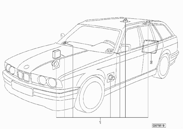 Аудиосистема  Sound Modul для BMW E34 520i M50 (схема запчастей)