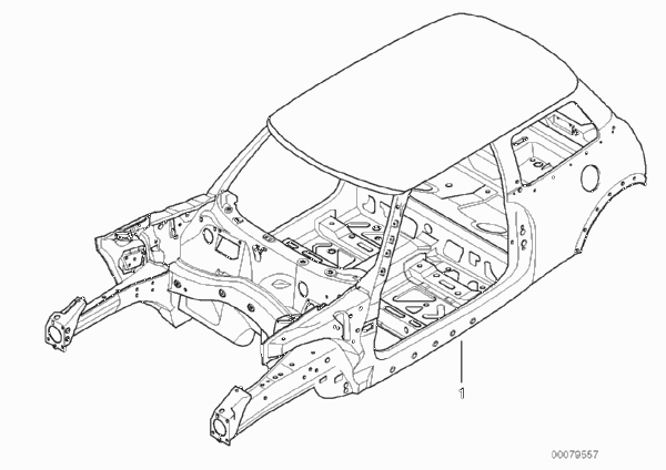 Каркас кузова для MINI R53 Cooper S W11 (схема запчастей)