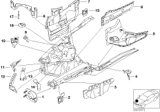 Кронштейн передка П для BMW E46 316i N46 (схема запасных частей)