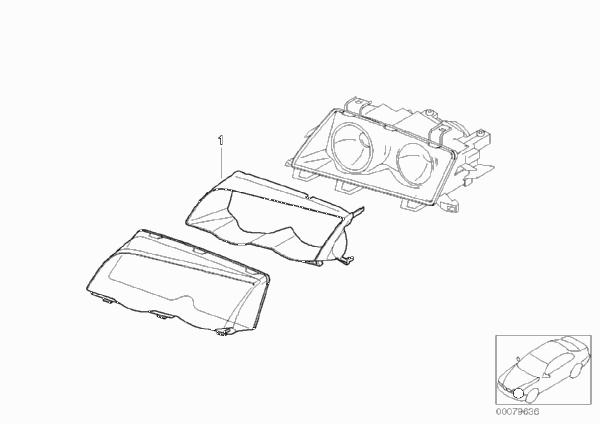 Комплект дооснащ. титановых накладок фар для BMW E46 318Ci M43 (схема запчастей)