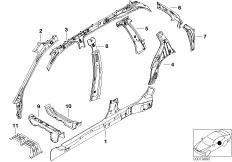 Детали бокового каркаса для BMW E46 330d M57N (схема запасных частей)