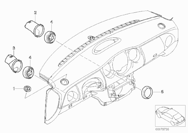 Сопла/накладки для BMW R52 Cooper S W11 (схема запчастей)