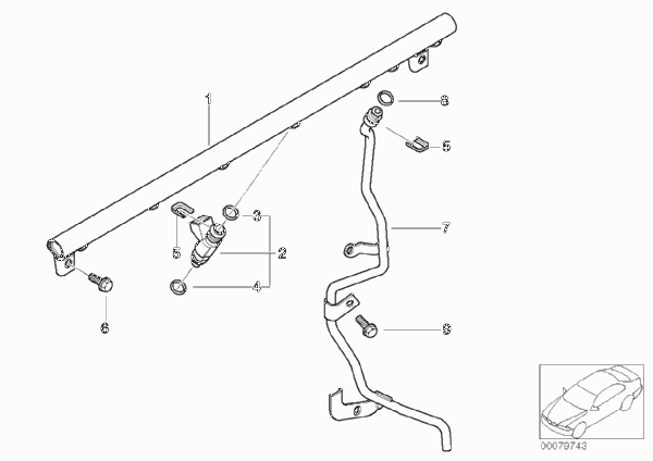 Клапаны/трубопроводы системы впрыска для BMW Z3 Z3 M3.2 S54 (схема запчастей)