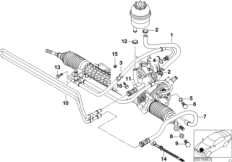 Маслопроводы гидроусилителя рул.управл. для BMW E46 325xi M54 (схема запасных частей)