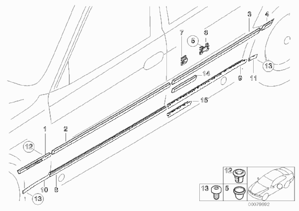 Наружные накладки / декоративные решетки для BMW E38 750iL M73N (схема запчастей)