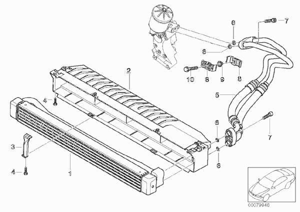 Масляный радиатор для BMW E46 M3 CSL S54 (схема запчастей)