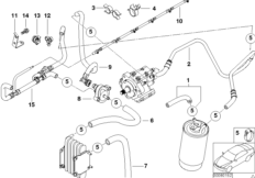 Топливопровод для BMW E46 330d M57 (схема запасных частей)