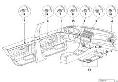 Исполнение из цен.пор.дер.ольха bordeaux для BMW E38 740d M67 (схема запасных частей)