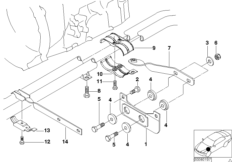 Элементы крепления системы выпуска ОГ для BMW E46 328Ci M52 (схема запасных частей)