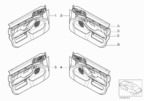 Обшивка двери, кожа/НПБ Пд Individual для BMW E39 M5 S62 (схема запчастей)
