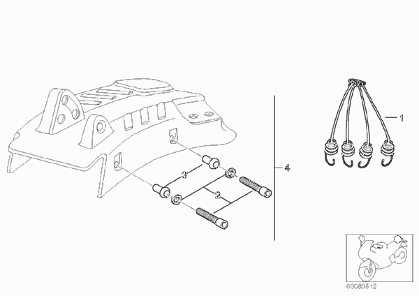 Комплект элементов крепления багажа для BMW 59C3 R 1200 C Indep. 00 (0405,0433) 0 (схема запчастей)