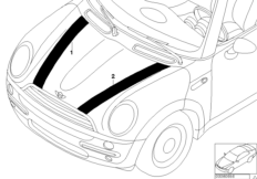 Дооснащение декоративной полосой для BMW R52 Cooper W10 (схема запасных частей)
