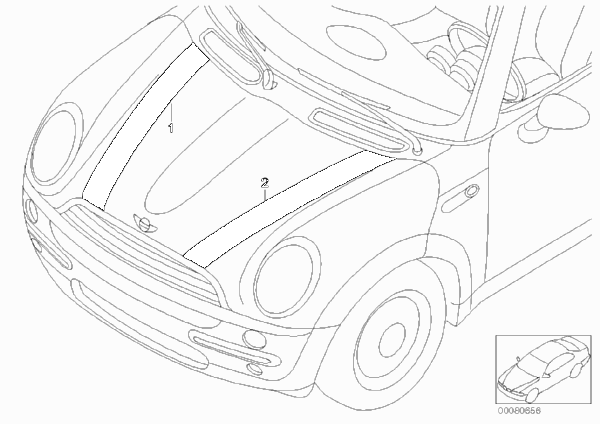 Декоративная полоса для BMW R52 Cooper W10 (схема запчастей)