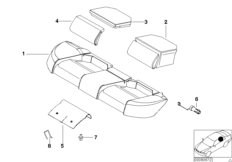 Набивка и обивка базового сиденья Зд для BMW E46 316i N42 (схема запасных частей)