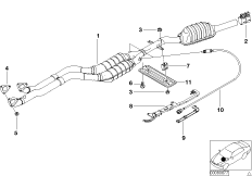 Катализатор/передний доп.глушитель для BMW E46 330Ci M54 (схема запасных частей)